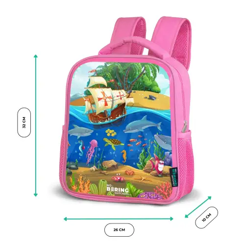 Zeilschip op de oceaan Kinderrugzak - Roze middel -productfoto_formaten