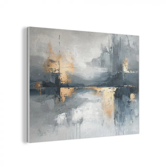 Kunst - Grijs - Goud - Abstract PET vilt klein -3d