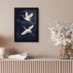 Kraanvogels - Nachthemel - Blauw fotolijst zwart zonder passe partout klein -sfeer5