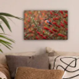 Goudvink - Bessen - Herfst - Natuur - Kleurrijk canvas 2cm klein -sfeer1