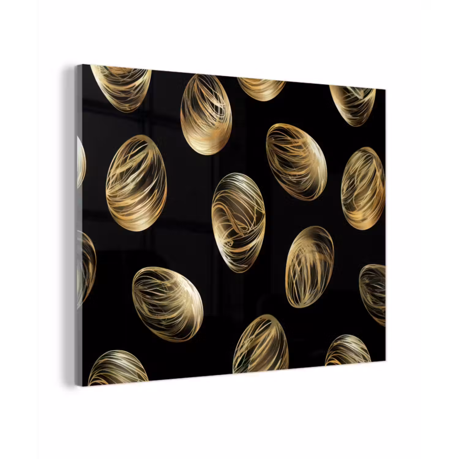 Glas schilderij - Eieren - Goud - Patroon