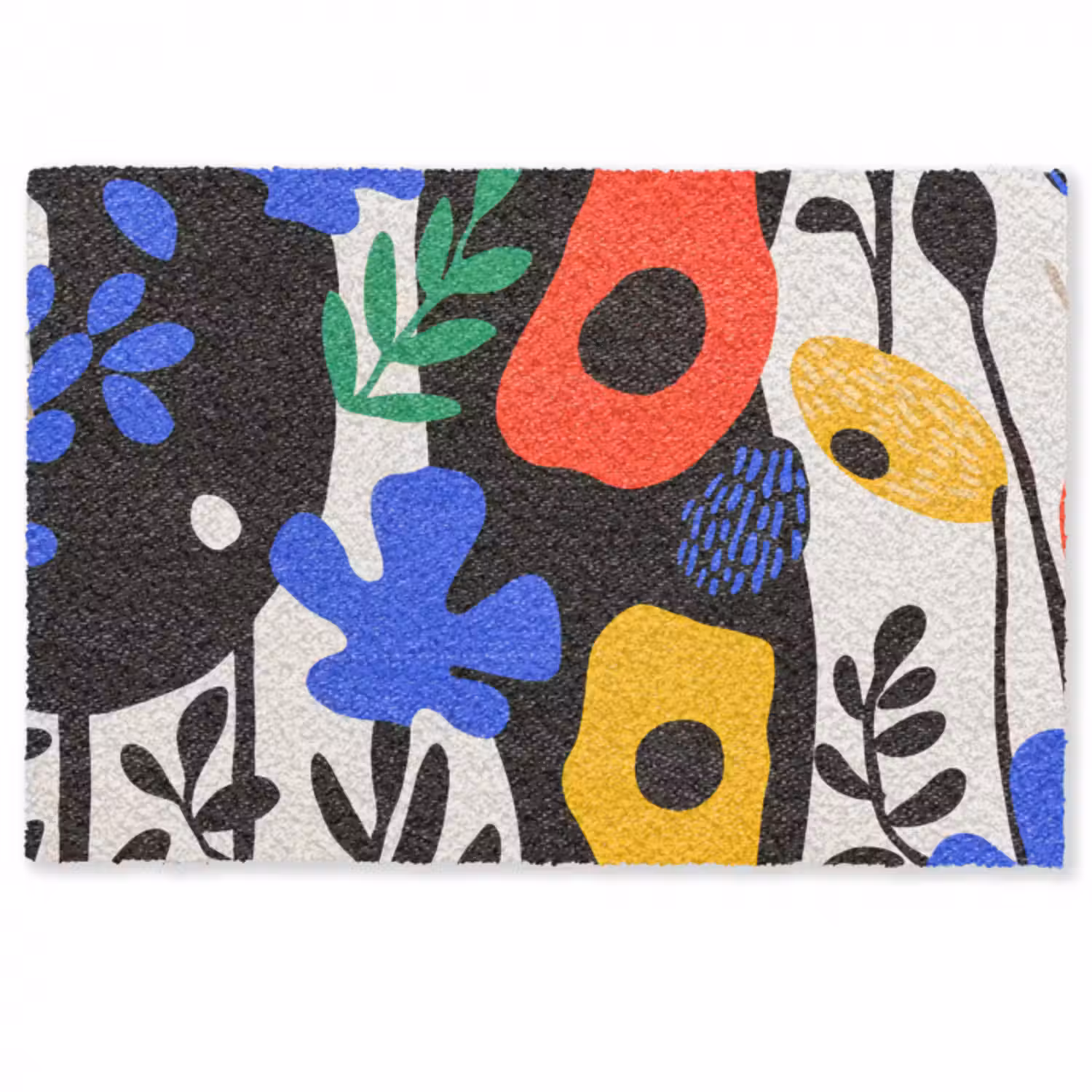 Fußmatte - Blumen - Blätter - Abstrakt - Schwarz