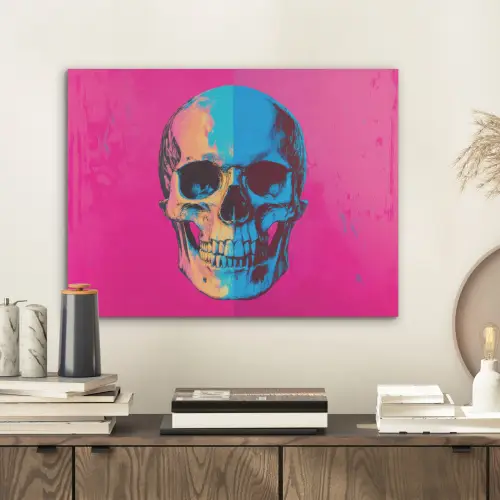 Neon - Blauw - Pop-art - Schedel PET vilt klein -sfeer1