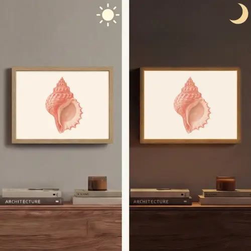 Schelp - Roze - Structuur Light Box met batterij (Wandlamp) middel -sfeer3