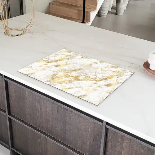 Marmer - Goud - Structuur Inductie beschermer vinyl 3mm klein 276 -sfeer8