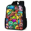 Kleurrijke Monsterparade Rugzak - Zwart middel -schuin