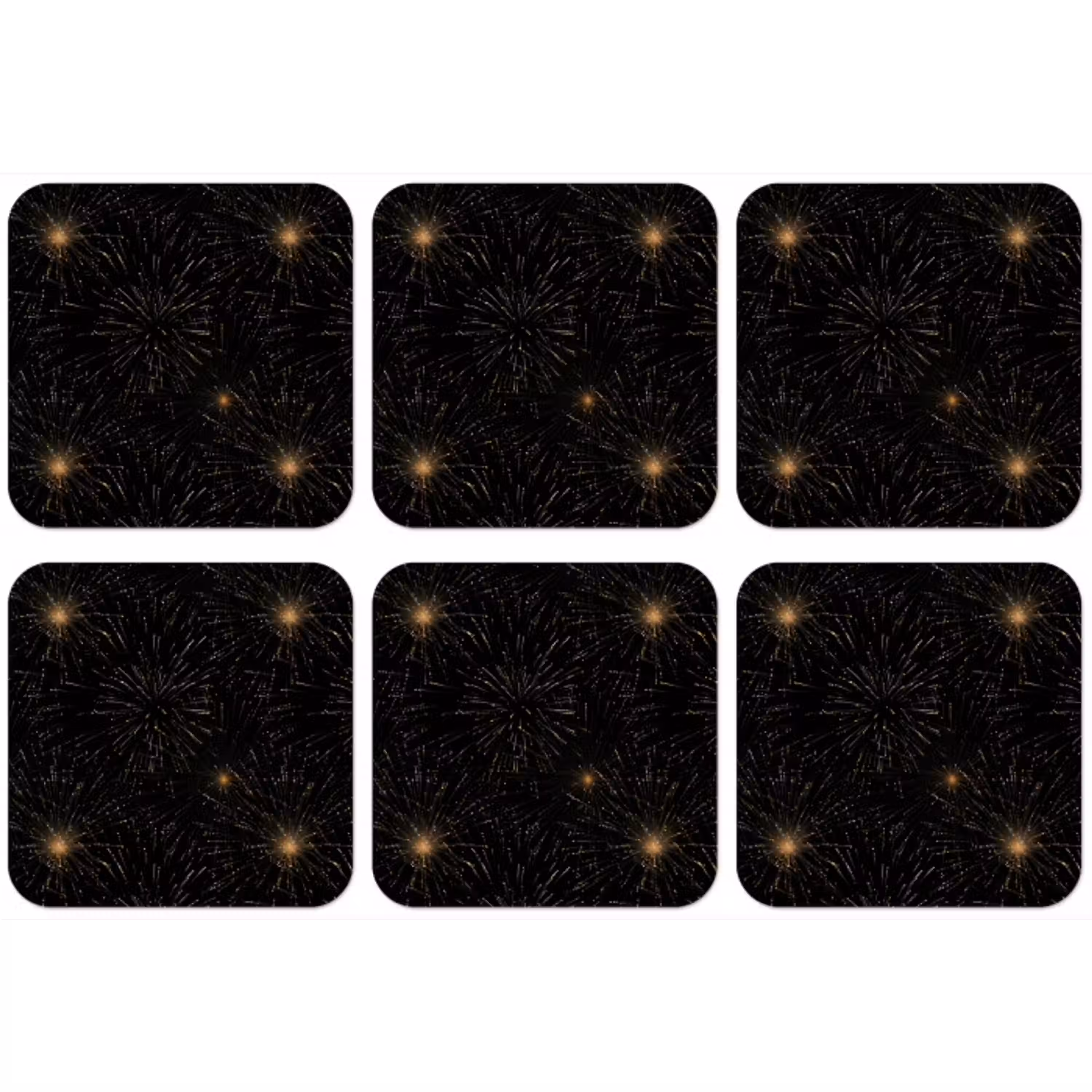 Vuurwerk - Patroon - Feestelijk - Goud - Zwart onderzetter kurk middel 366 -zkaufland3dotto