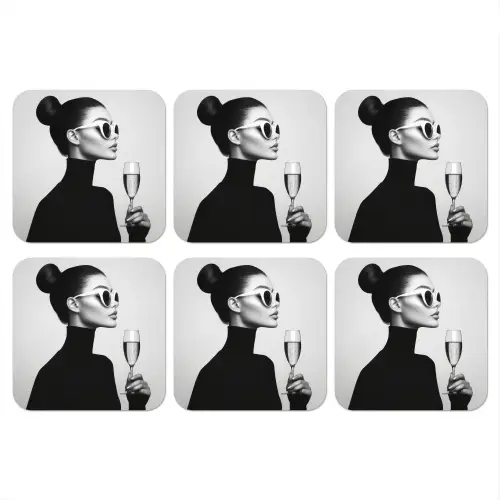 Vrouw - Champagne - Modern onderzetter kurk middel -3d
