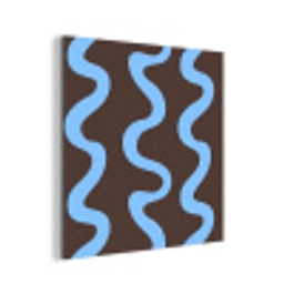 Kronkelende lijnen - Blauw - Bruin - Minimalistisch aluminium wit klein 46 -3d