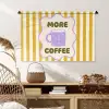 More coffee - Geel - Paars - Strepen - Mok Wandkleed katoen middel -sfeer5