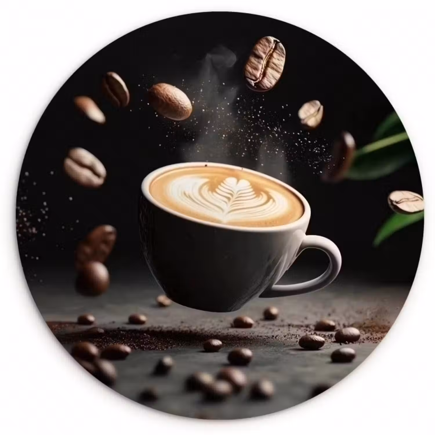 Forexbild Rund - Cappuccino - Tasse - Bohnen - Braun