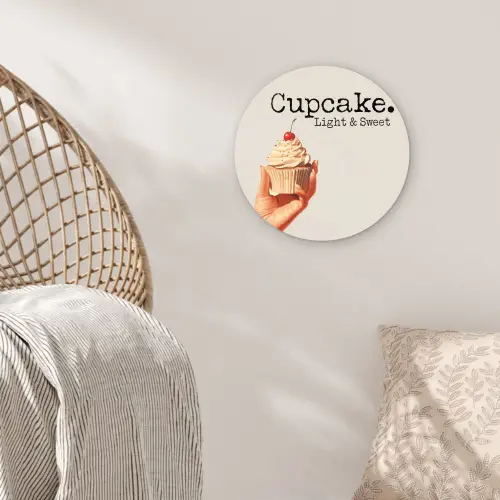Cupcake - Zoet - Kers Wandcirkel plexiglas klein -sfeer5