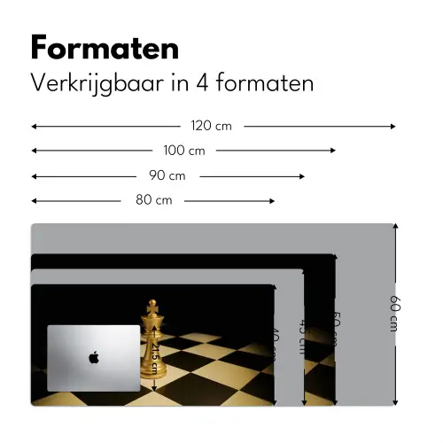 Schaakstuk - Koning - Schaakbord - Geblokt Muismat XXL klein -sfeer5