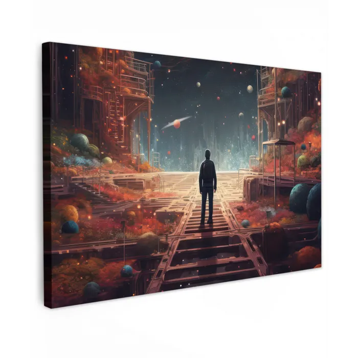 Buitenaards - Astronaut - Planeten - Ruimte canvas 2cm klein -z3d