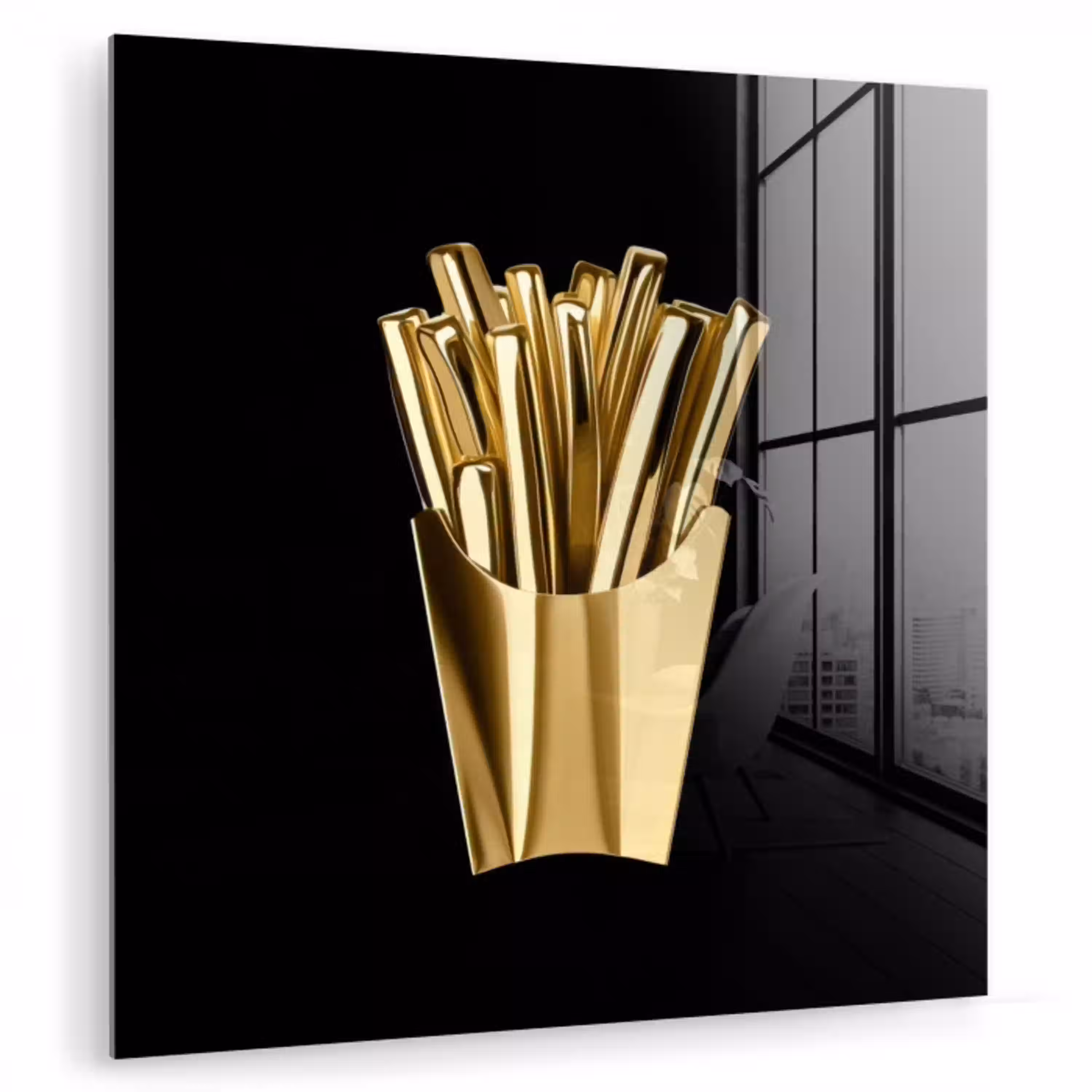 Friet - Goud - Chrome - Eten plexiglas 5mm klein -zzzproduct_nieuw