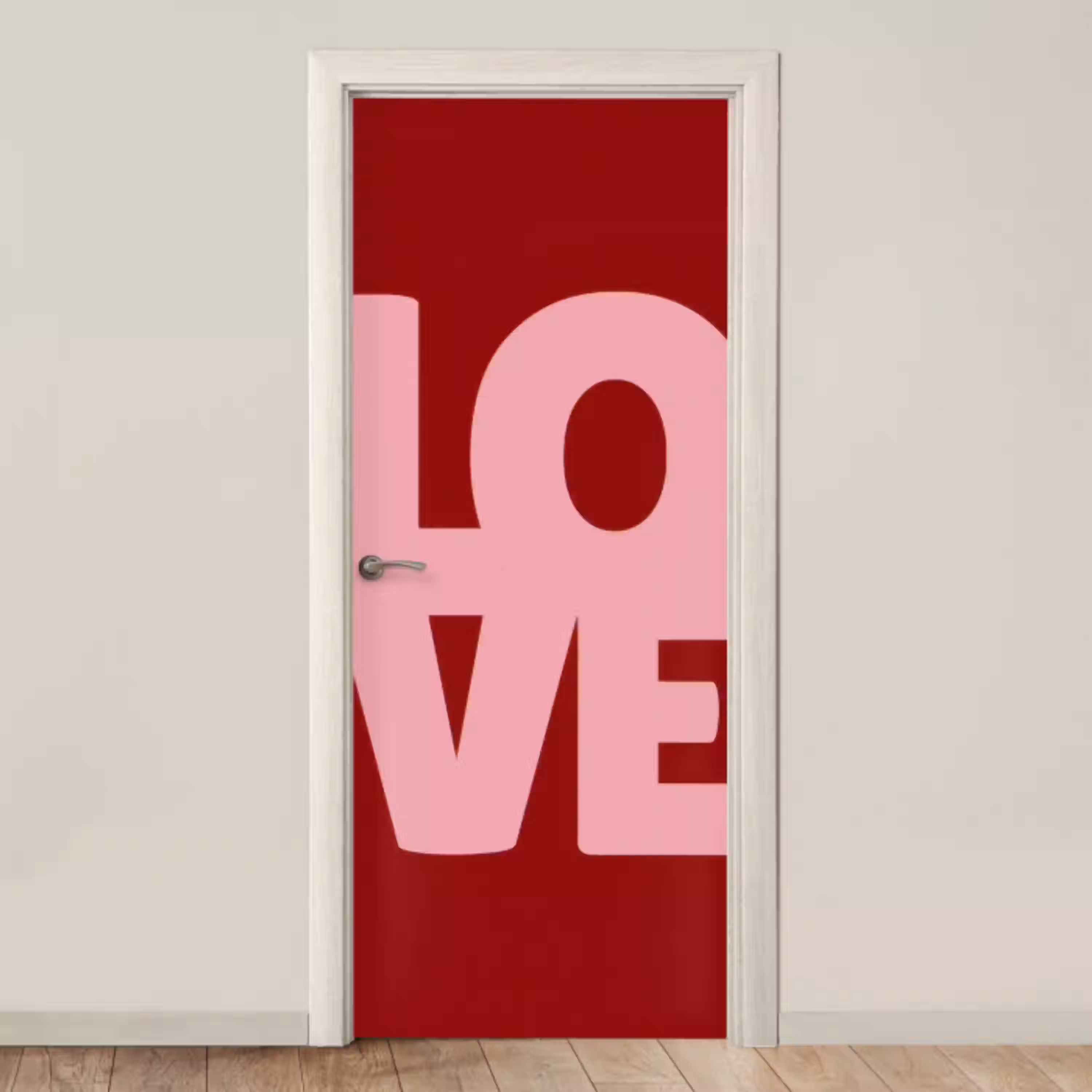 Love - Rood - Blokletters deurposter klein -3d_beige