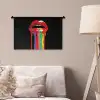 Lippen - Kleuren - Zwart Wandkleed katoen klein -sfeer4