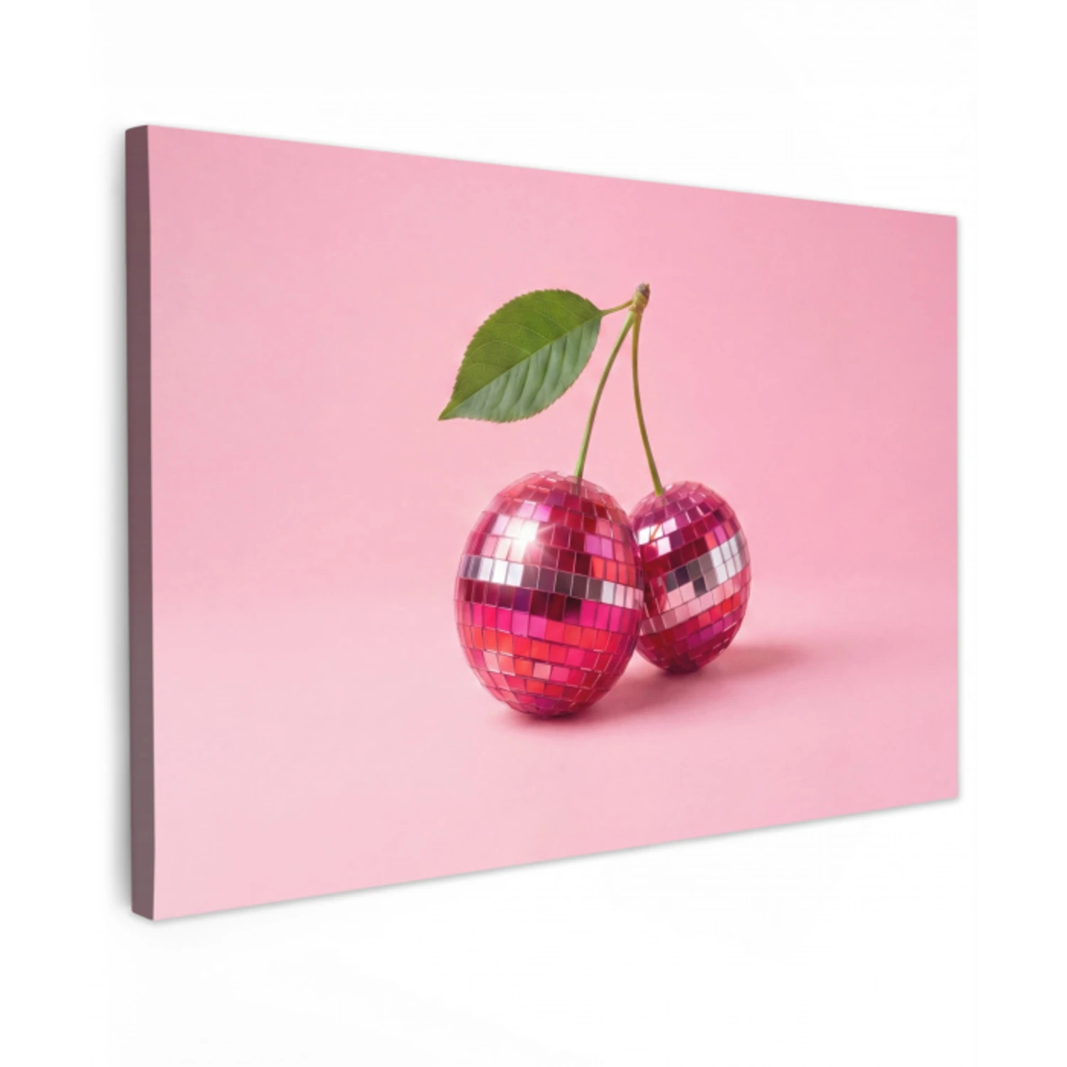 Disco - Kersen - Roze Tuinposter op houten frame 2 cm dik klein -3d