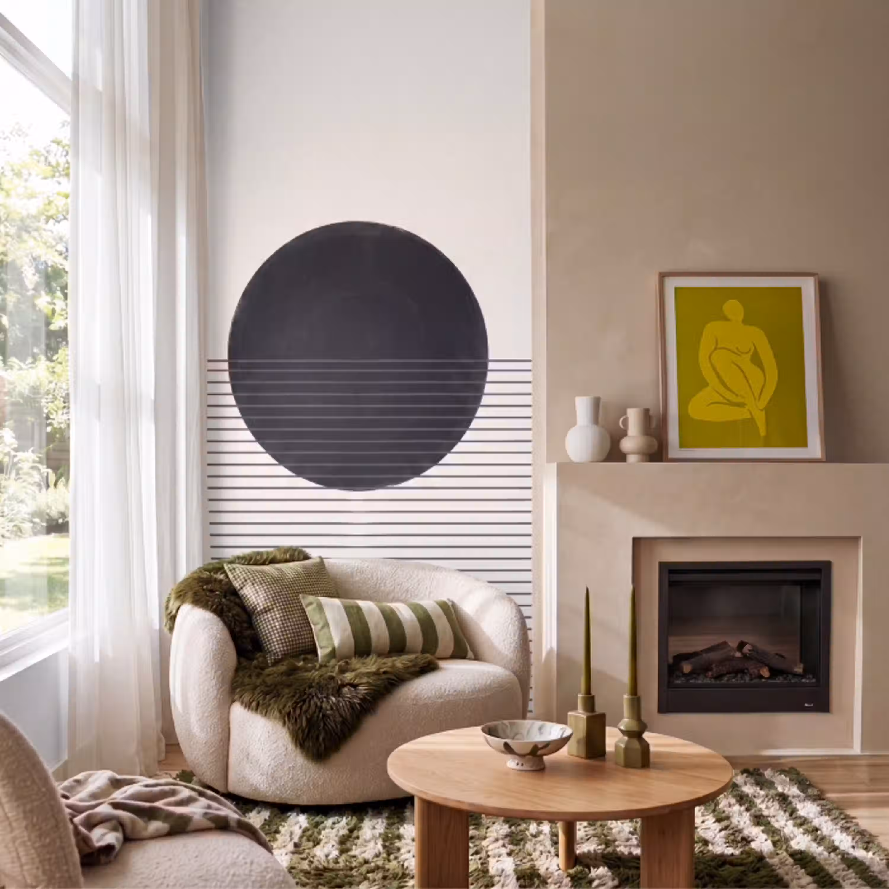 Cirkel - Lijnen - Abstract Behang Vlies klein -sfeer2