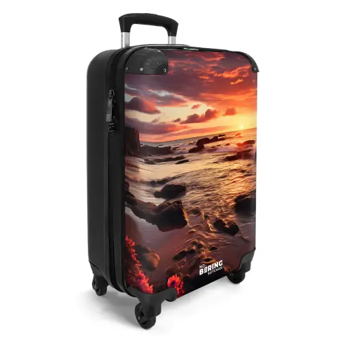 Rotsachtig strand bij zonsondergang NBS - Handbagage koffer - Kinderen Unisex middel -productfoto_3d