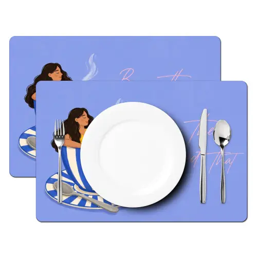 Mok - Koffie - Vrouw - Paars Placemat vinyl groot -zzsfeer2_Kitchenyeah-website