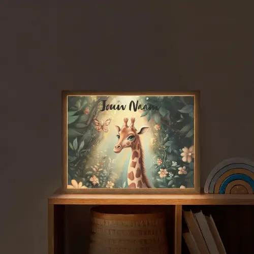 Giraffe - Jungle - Bloemen Light Box met batterij (Wandlamp kind) middel -sfeer1_kind