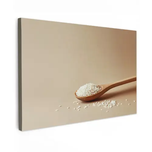 Lepel - Rijst - Hout - Beige canvas 2cm klein -z3d