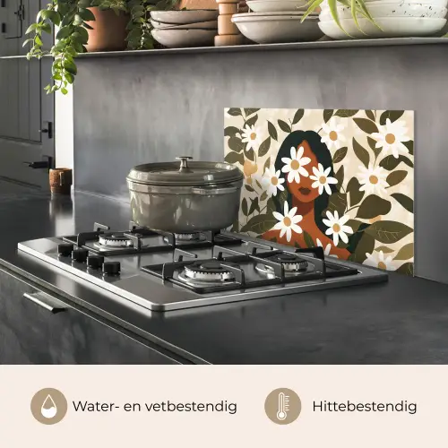Illustratie - Vrouw - Madeliefjes - Wit keuken achterwand spatscherm klein -usp_NL