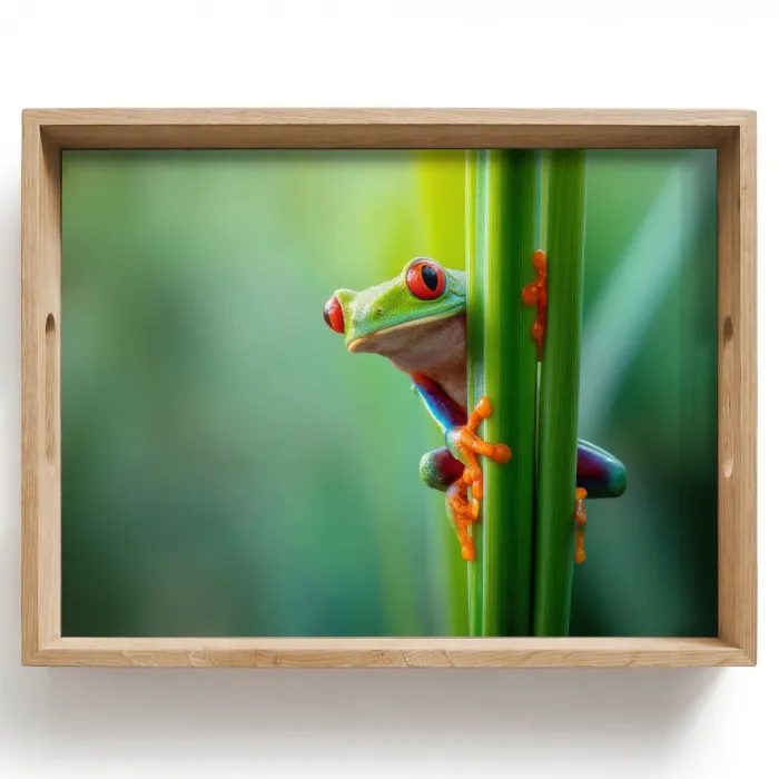 Groene kikker - Nieuwsgierig - Gras Dienblad Rechthoek middel -z3d_shopping