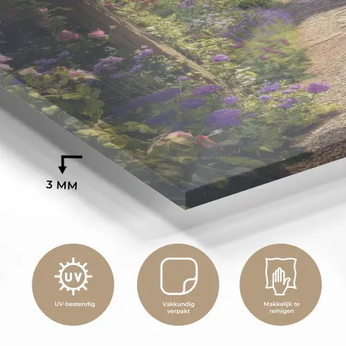 Doorkijk - Landschap - Bloemen - Rozenboog - Natuur plexiglas 5mm klein -sfeer2