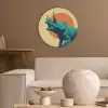 Triceratops - Cirkel - Oranje - Hoorns Akoestische PET Vilt - Rond klein -sfeer1