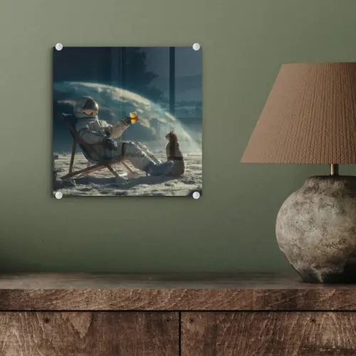Astronaut - Kat - Glas - Stoel plexiglas 5mm klein -sfeer3