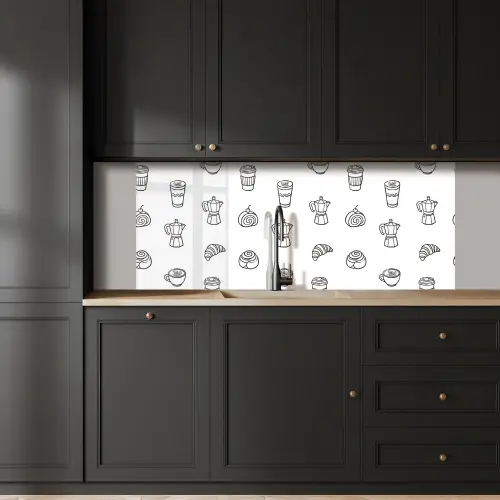 Koffie - Broodjes - Zwart - Wit keuken achterwand 2 middel -sfeer1