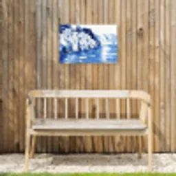 Dorp - Rotswand - Roeiboot - Water Tuinposter op houten frame 2 cm dik klein -sfeer4