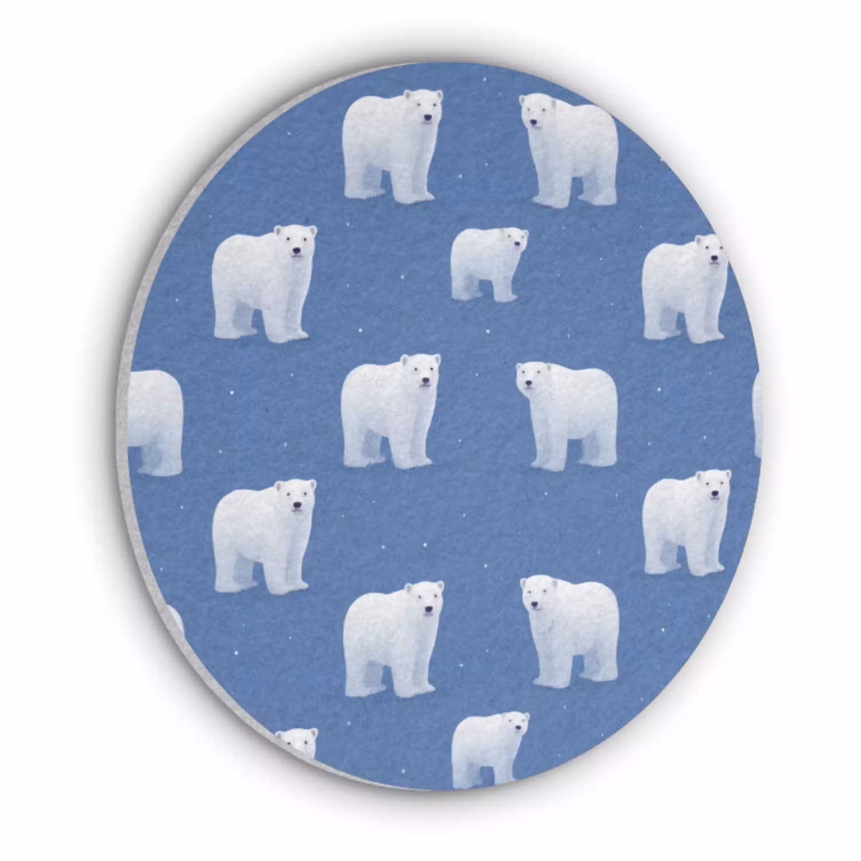 IJsbeer - Patroon - Blauw Akoestische PET Vilt - Rond klein 838 -3d