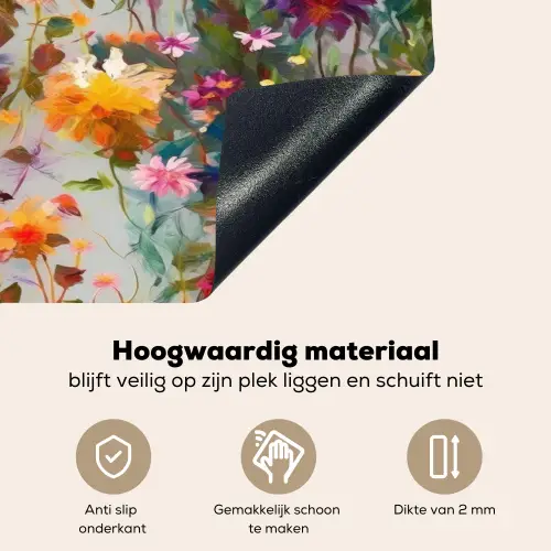 Zomers - Kleurrijk - Patroon - Bloemen Inductie beschemer met haakjes klein 777 -ky-onderkant-nl