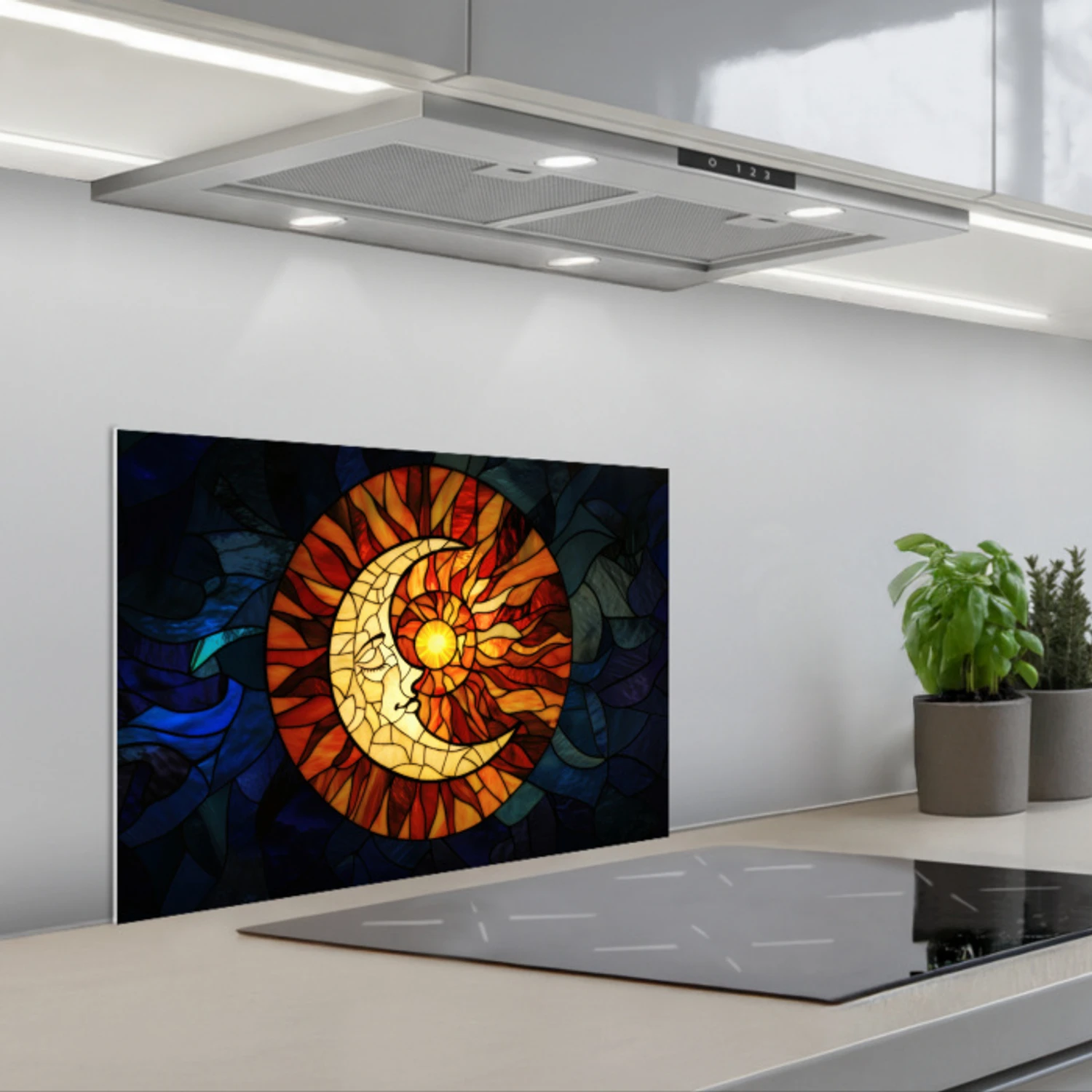 Mozaïek - Glas - Maan - Donkerblauw keuken achterwand spatscherm klein -3d_schuin