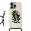 Palmblad - Donkere bladen - Subtiel Hoesje iPhone 16 Pro Max met koord klein -3d