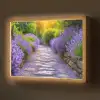 Bloemen - Pad - lavendel - Tuin Light Box met batterij (Wandlamp) middel -z3d_website