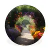 Doorkijk - Pad - Bloemen - Struik - Kleurrijk Wandcirkel aluminium klein -3d