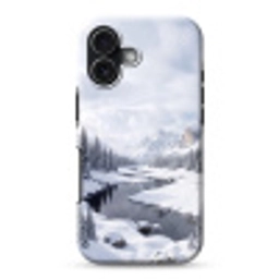 Sneeuwlandschap - Bergen - Rivier - Winter Toughcase MagSafe Apple iPhone 17 klein -3d