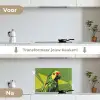 Papegaai - Groen - Snavel - Abstract keuken achterwand spatscherm klein -voor_na_NL