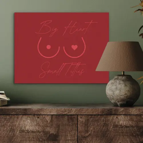 big heart small titties - Hart - Rood PET vilt klein -sfeer2