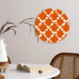 Oranje - Ruitpatroon - Wit Wandcirkel kunststof plaat 5mm dik klein 188 -sfeer4