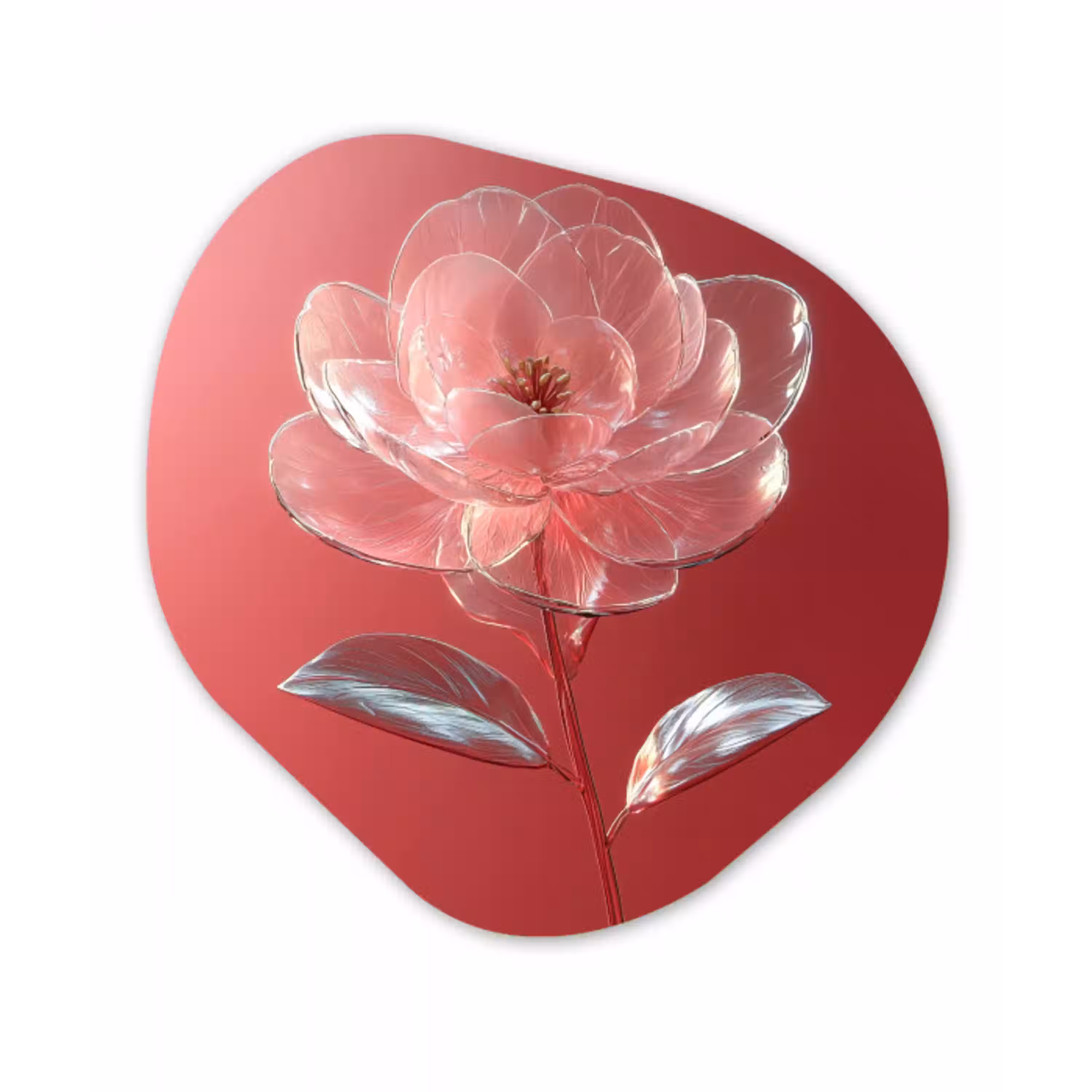 Sierlijk - Bloem - Roze - Glazen Wandcirkel Organisch Plexiglas middel -3d