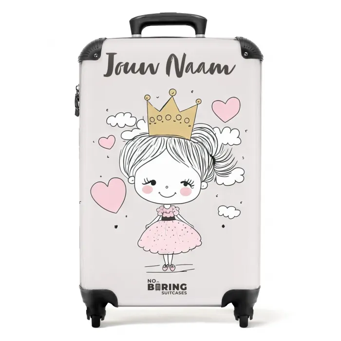 Kleine prinses met hartjes NBS - Handbagage koffer - Kinderen Unisex middel -productfoto_recht