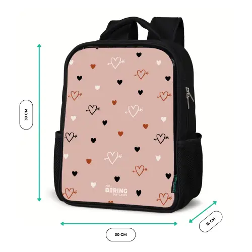 Hartjes met pijlen in zwart, wit en roze Rugzak - Zwart middel -productfoto_formaten
