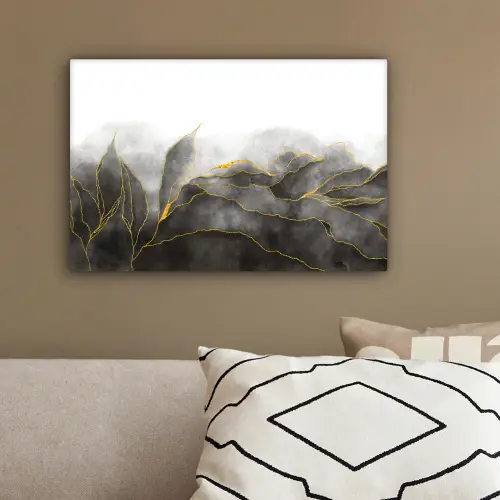 Marmer - Zwart - Goud - Luxe - Marmerlook canvas 2cm klein -sfeer3