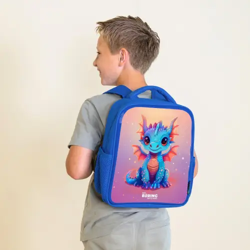 Schattige baby draak Kinderrugzak - Blauw middel -sfeer2