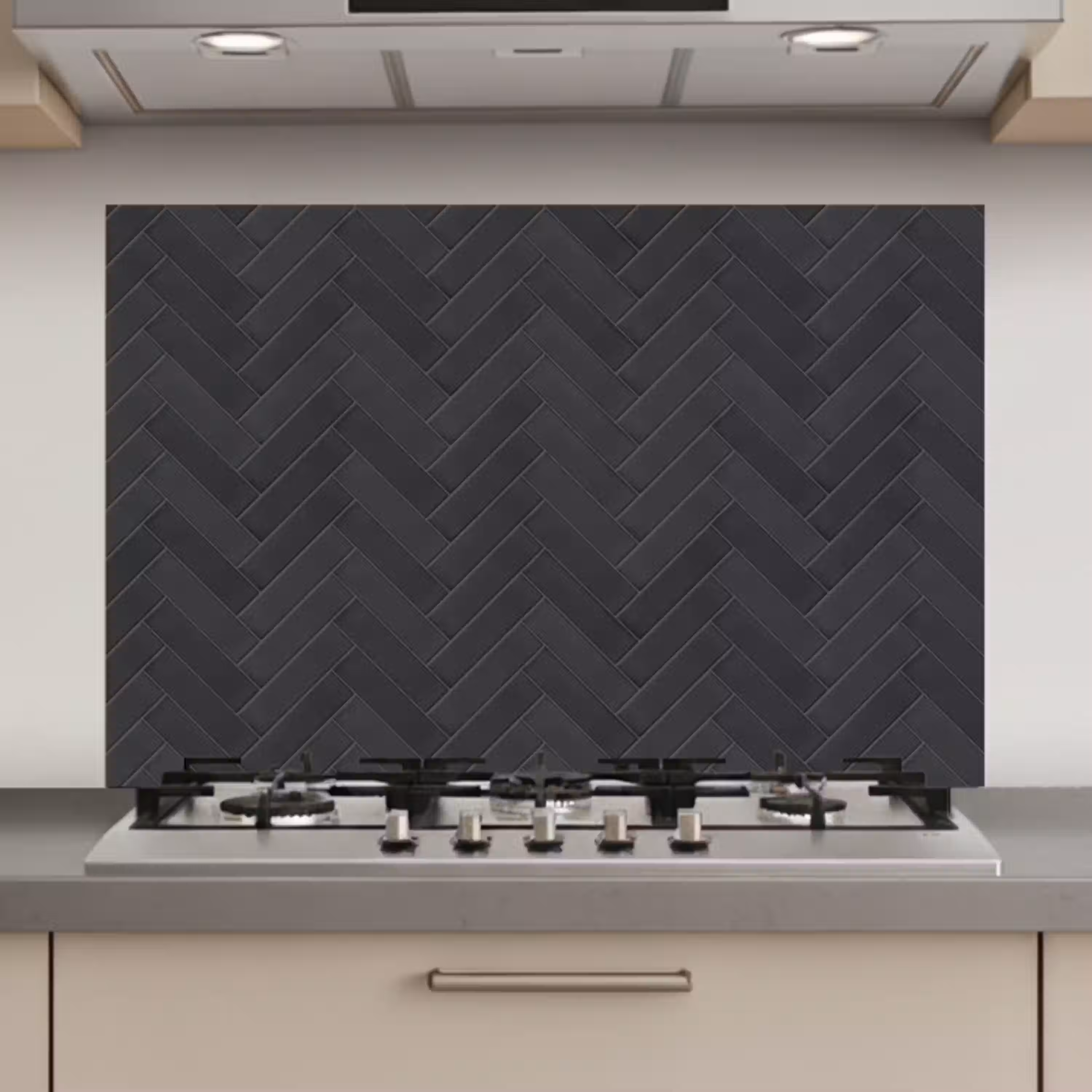 Visgraat - Wandtegel - Donkergrijs keuken achterwand spatscherm klein 900 -3d_website